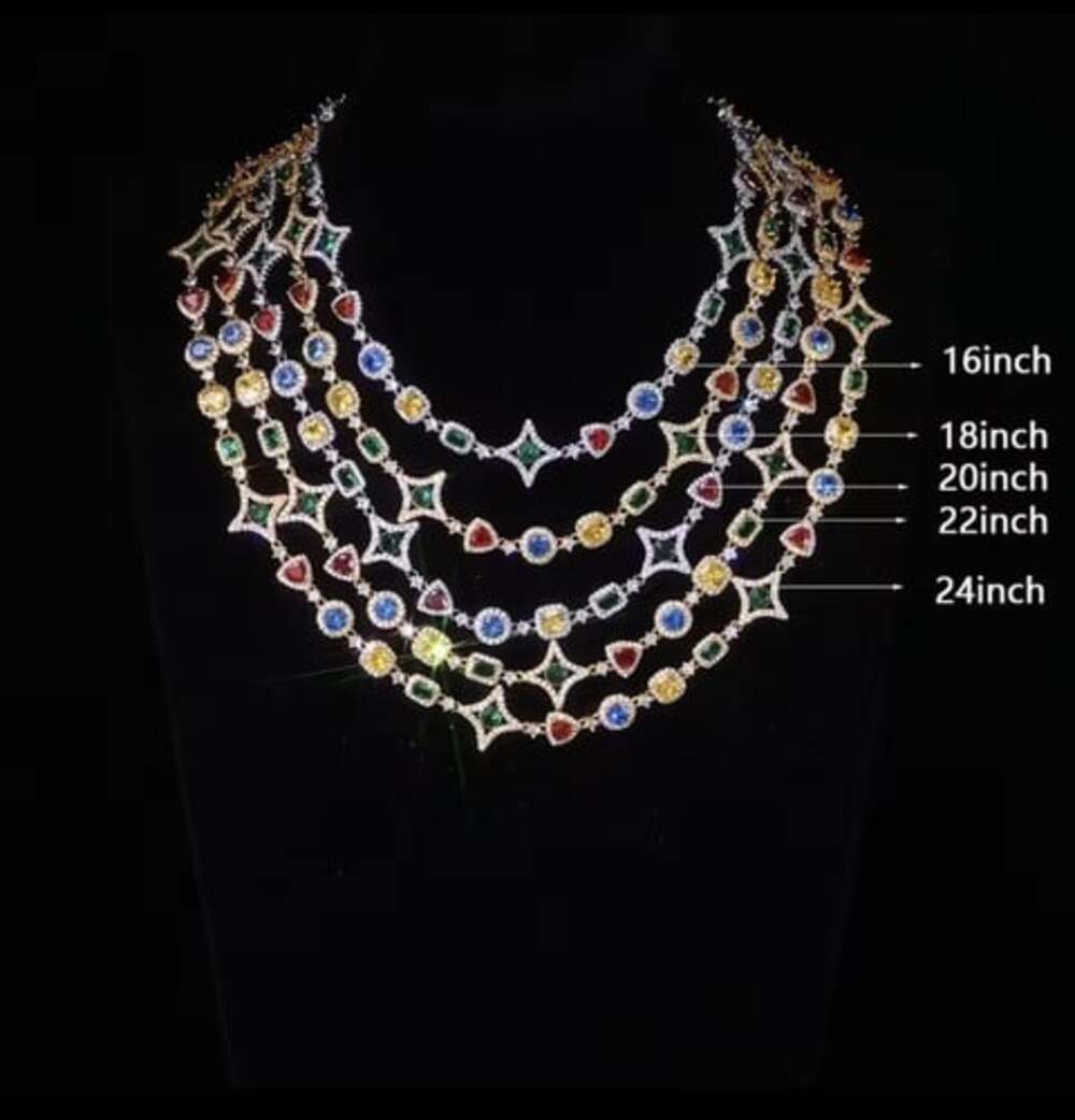 colorful gemstone necklace cz - Picture 5 of 5